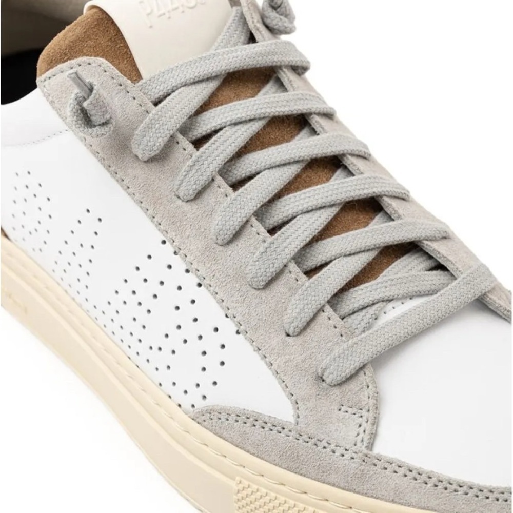 P448 Soho-M White Gray Suede Leather Sneakers Made in Italy EU 42